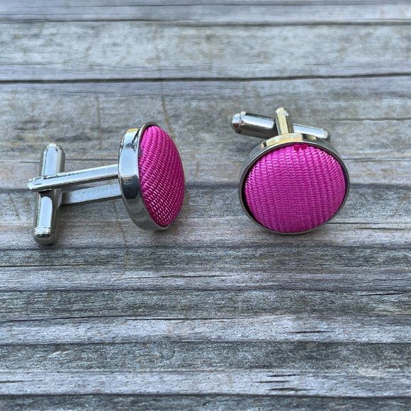 Men Cuff links Pink Silver Tone Jewelry Dress Shirt Fashion Cuff Links Stud New - Picture 3 of 8